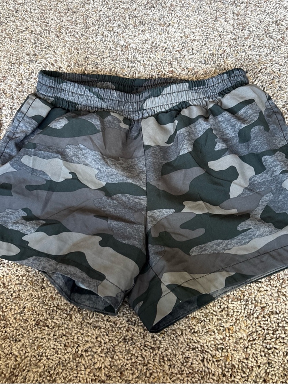 Old Navy Boys Camo Pull-On Shorts - Gray and Dark Green
